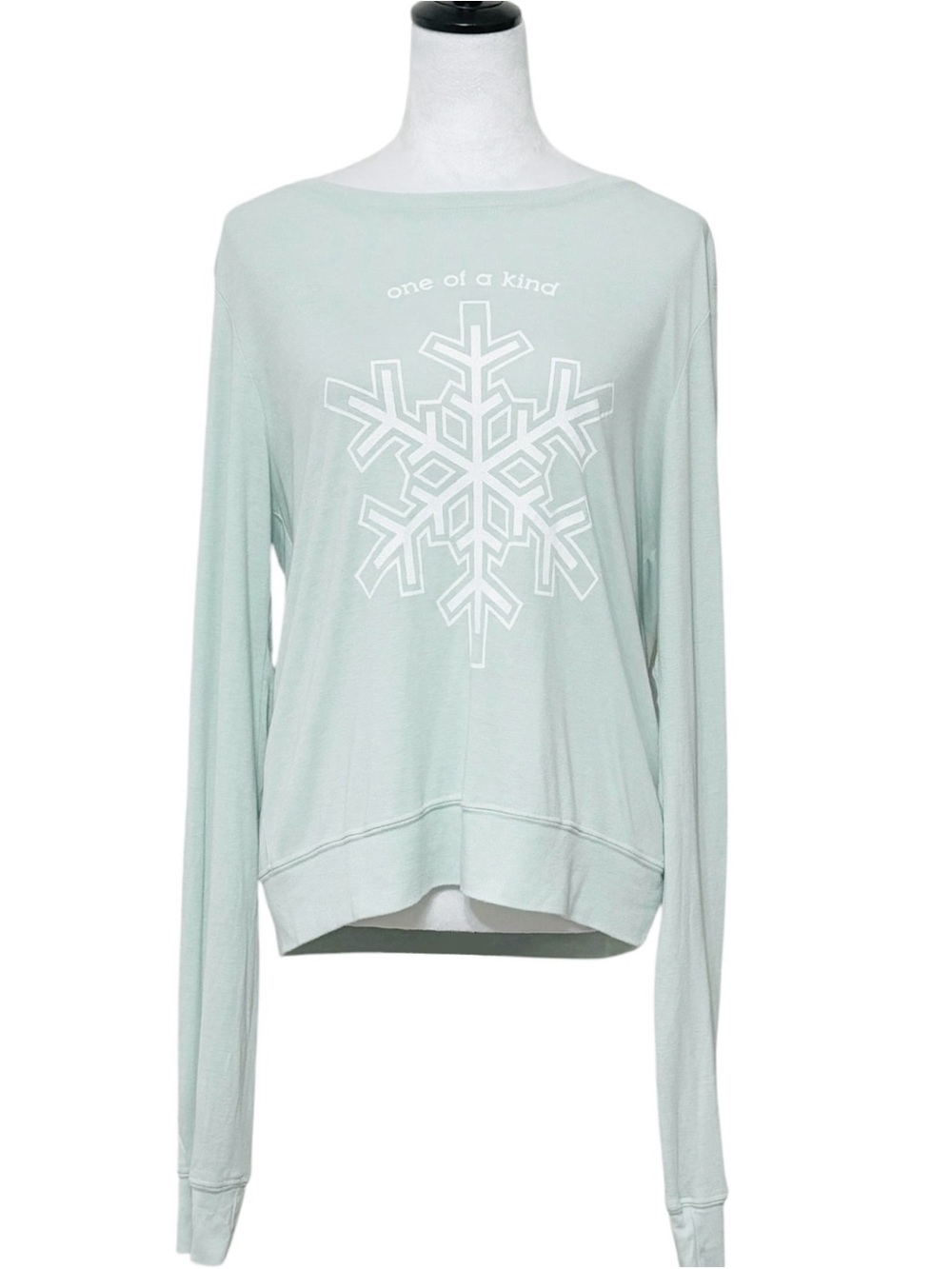 NWT Wildfox One of a Kind Snowflake Baggy Beach Jumper Pullover Green Size Small